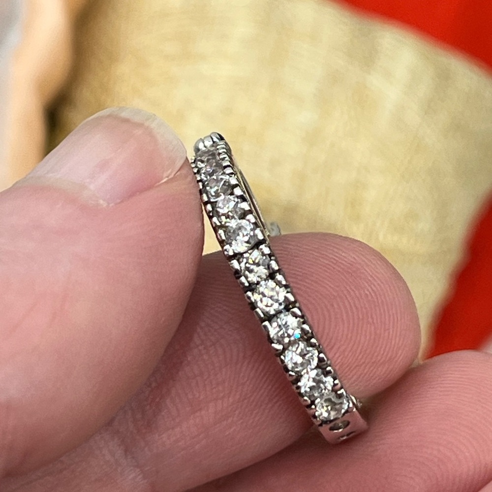 Vintage Ross-Simons Sterling Silver Hoop Earrings with CZ – Snapbar In & Out - Picture 12 of 17